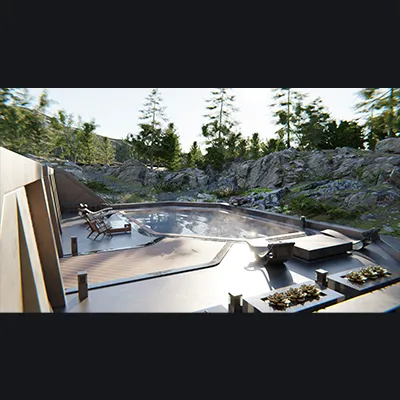 【Blender】《山间温泉》