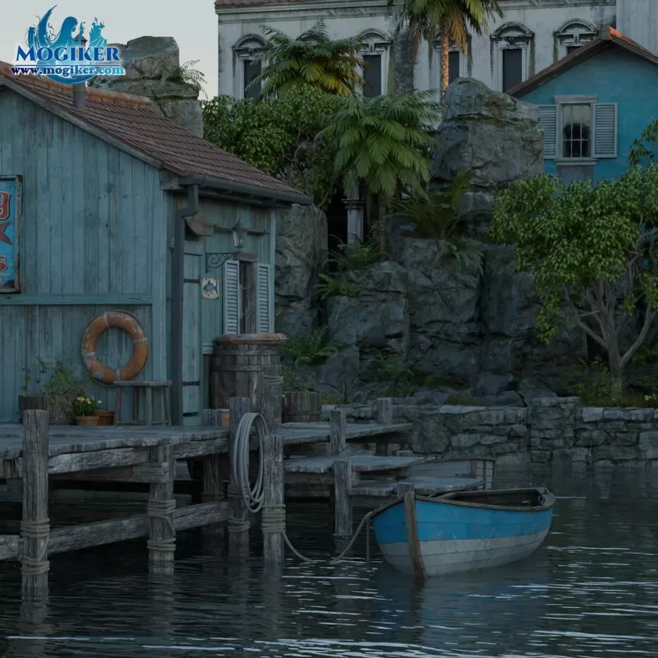 【Blender】海滨村庄